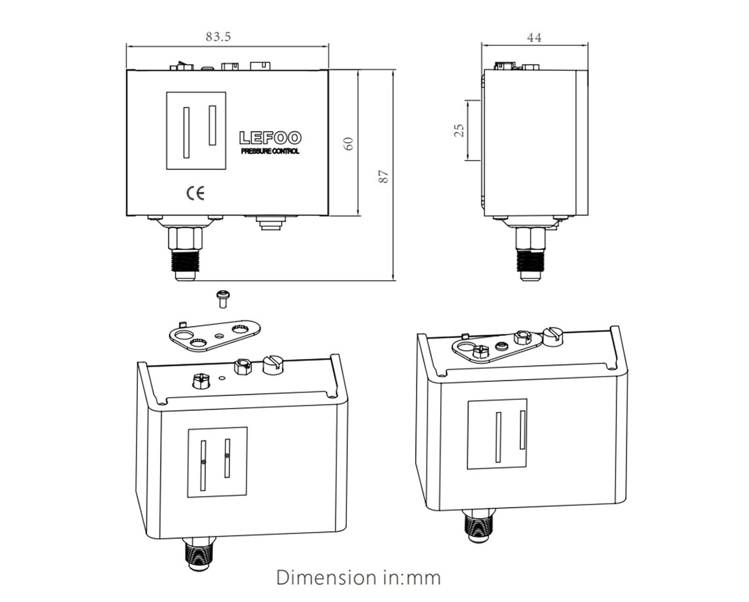 LF55 Low Differential Pressure Switch,high Pressure Switch for Refrigeration Pump Switch Controller