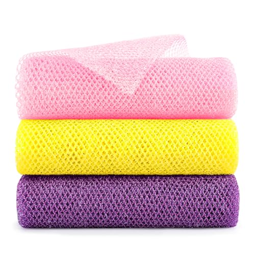 GLOBECARRY Extra‑Long African Net Sponge 3‑Pack Exfoliating Scrub
