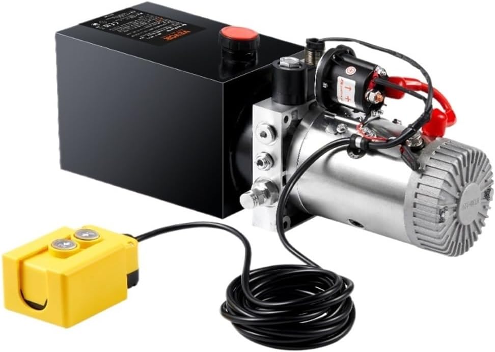 Hydraulic Pump 15 Quart Hydraulic Power Unit Double Acting Dump Trailer Pump 0.91GPM Flow Rate DC 12V Hydraulic Pump(8 Quart Double)