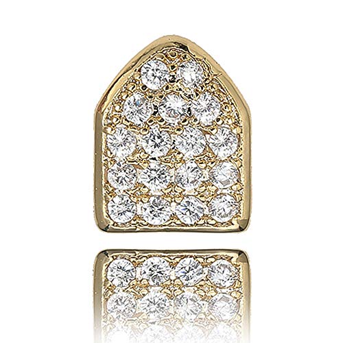 Grillz de diamante banhado a ouro 18K para seus dentes para homens e mulheres - Hip Hop Diamond Gril