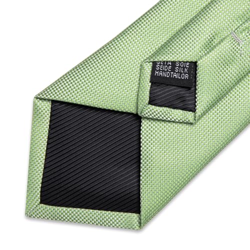 Image of DiBanGu Mens Silk Necktie Solid Color Tie and Pocket Square Cufflink Tie Clip Set Woven Plain Ties for Men Wedding Party