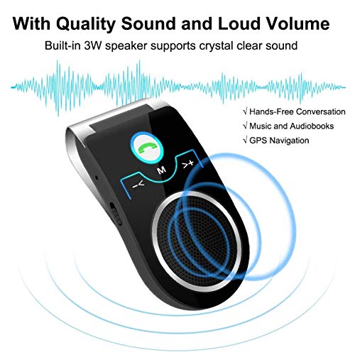 Aigital Bluetooth 5.0 Car Speaker Wireless in-Car Speakerphone Visor-Clip Bluetooth Handsfree Adapter, Upgraded Speaker System for HiFi Music and Clear Hands Free Calls, Designed for Safe Driving - Thumbnail 6