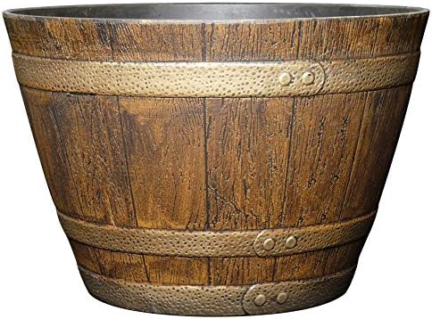 Classic Home and Garden 72 Whiskey Barrel, 15", Distressed Oak