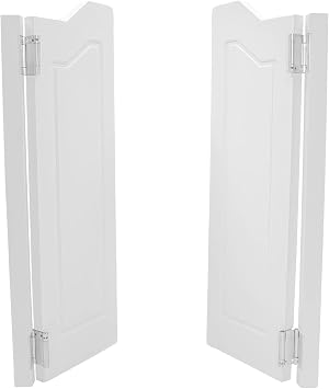 Double Swinging Door, White Wood Cafe Door Swing Saloon Doors with Metal Hinges, Bar Saloon Swinging Doors for Kitchen Stairs Bedroom Entrance 30 * 42 * 1.4in, Border Pattern