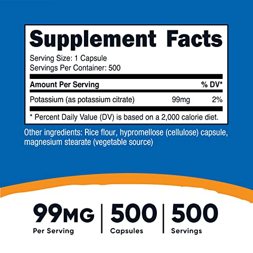Nutricost Potassium Citrate 99Mg, 500 Capsules #TOP1