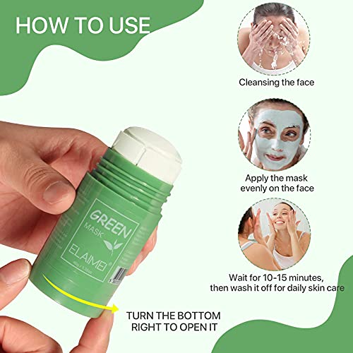 2 Pcs Green Tea Mask, Green Tea Purifying Clay Mask Deep Clean Pores - Oil Control Reduces Blackhead & Acne, Adjust The Skin's Water And Oil Balance. Green Tea Cleansing Mask For All Skin Types #TOP5