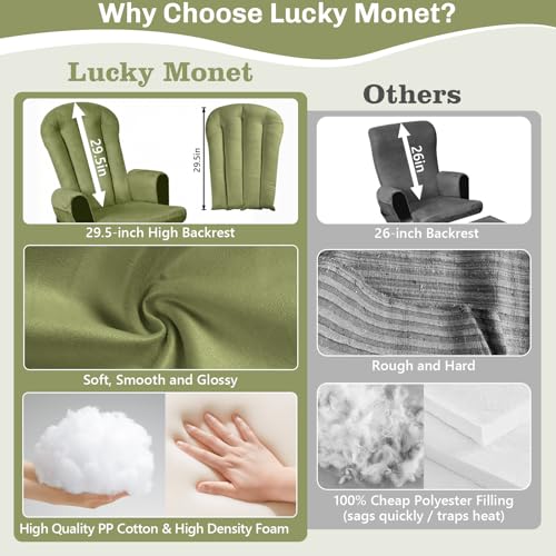 Image of 5PCS Suede Glider Rocker Replacement Cushions with 29.5 inch High Backrest & Side Pockets, Thickened Soft Glider Rocking Chair Cushions with Ottoman Cushion for Indoor Nursery Rocking Chair, Green