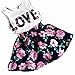 Mosunx(TM) Baby Girls Sleeveless Floral Princess Party Dress Vest+Skirt Set Clothes (3-4 Years, Navy)