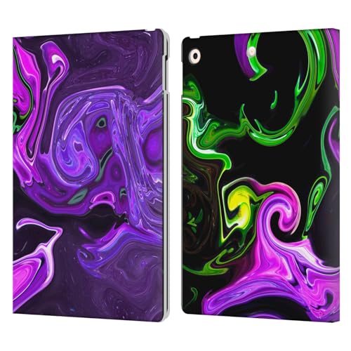 Étui portefeuille iPad 10.2 en cuir avec design Haroulita marbre néon