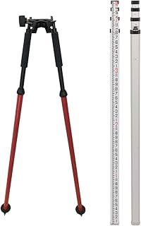 Aluminum Tripod Bipod for Prism Poles Surveying or GPS Poles of Total Station GPS GNSS, GEOLENI Aluminum Grade Rod - 8ths, with Carrying Case and Rod leve (14 Foot) - Mountlaser