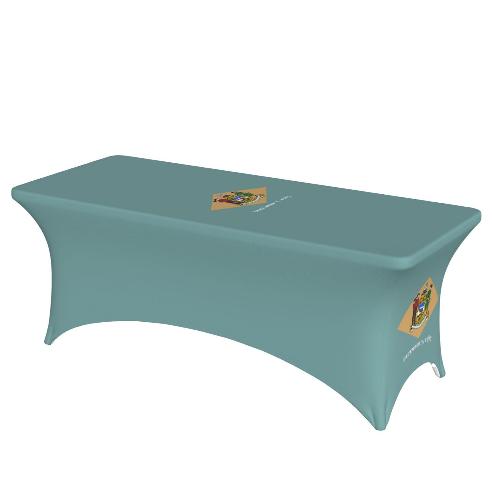 AYYQWE Flag Of Delaware Print Elastic Rectangular Tablecloth For Banquet Outdoor Picnics Office Table Cover