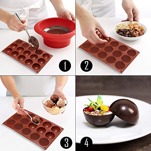 image for GROBRO7 3Pcs Silicone Semicircle Chocolate Mold Non-Stick Mini Dome Ba