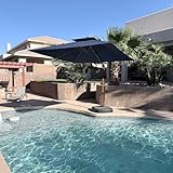 PURPLE LEAF 10' X 10' Patio Large Cantilever Umbrella Outdoor Double Top Deluxe Square Wood Pattern Umbrellas Offset Umbrella Heavy Duty Sun Umbrellas for Garden Deck Pool, Spectrum Indigo