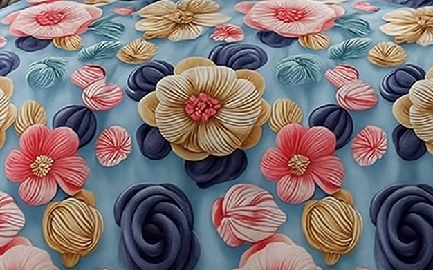 Image of DECOR2ADMIRE 300 TC Premium 7D Print Super King Size Cotton Bedsheet Set with 2 Pillow Covers | Ultra Soft 108 inch x 108 inch | Elegant Floral Designs (Blue Blooms)