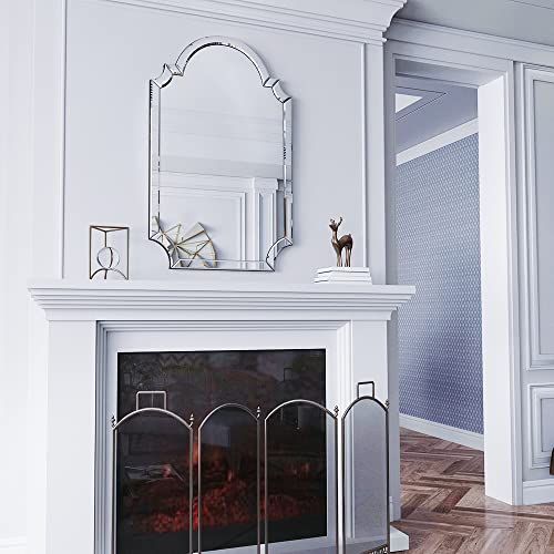Chende 22 X 34 Beveled Edge Arched Wall Mirror for Bathroom, Living Room, Dining Room, and Bedroom