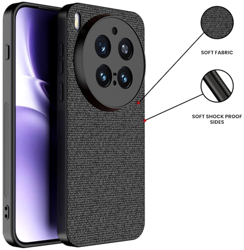 Image of Kapa Soft Full Fabric Protective Back Case Cover for Vivo X300 Pro 5G | Shockproof Slim Hard Anti Slip Back Case (Black)