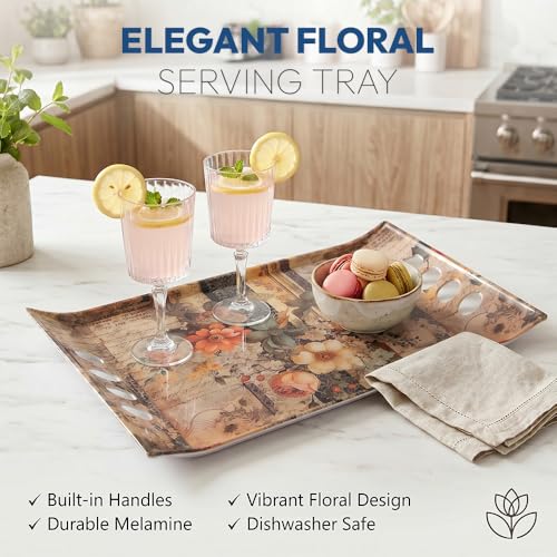 Image of U.P.C Tray Set for Serving /Serving Tray Set of 3 / Premium Printed Tray for Serving /Multi-Use Nashta Plate (Small, Medium & Large)