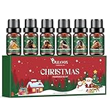Christmas Essential Oils Set, 6 Premium Winter Fragrance Oils for Diffuser, Candle Scented Oils Gift,Gingerbread, Cinnamon Roll, Hot Baked Apple Pie,Home for the Holidays, Jack Frost, Chocolate Orange
