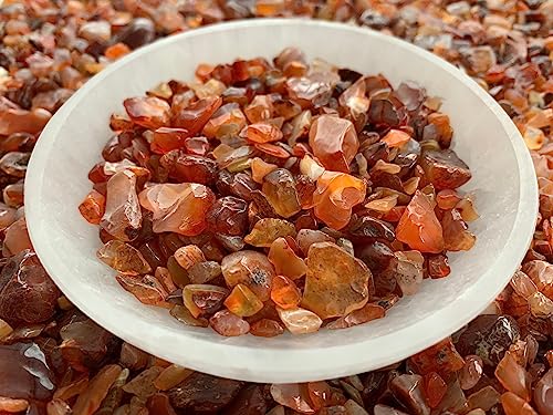 Carnelian Chips – Natural Mini Carnelian Stones, Crushed Undrilled Carnelian, Semi-Tumbled Genuine Carnelian (5 lbs Bulk)