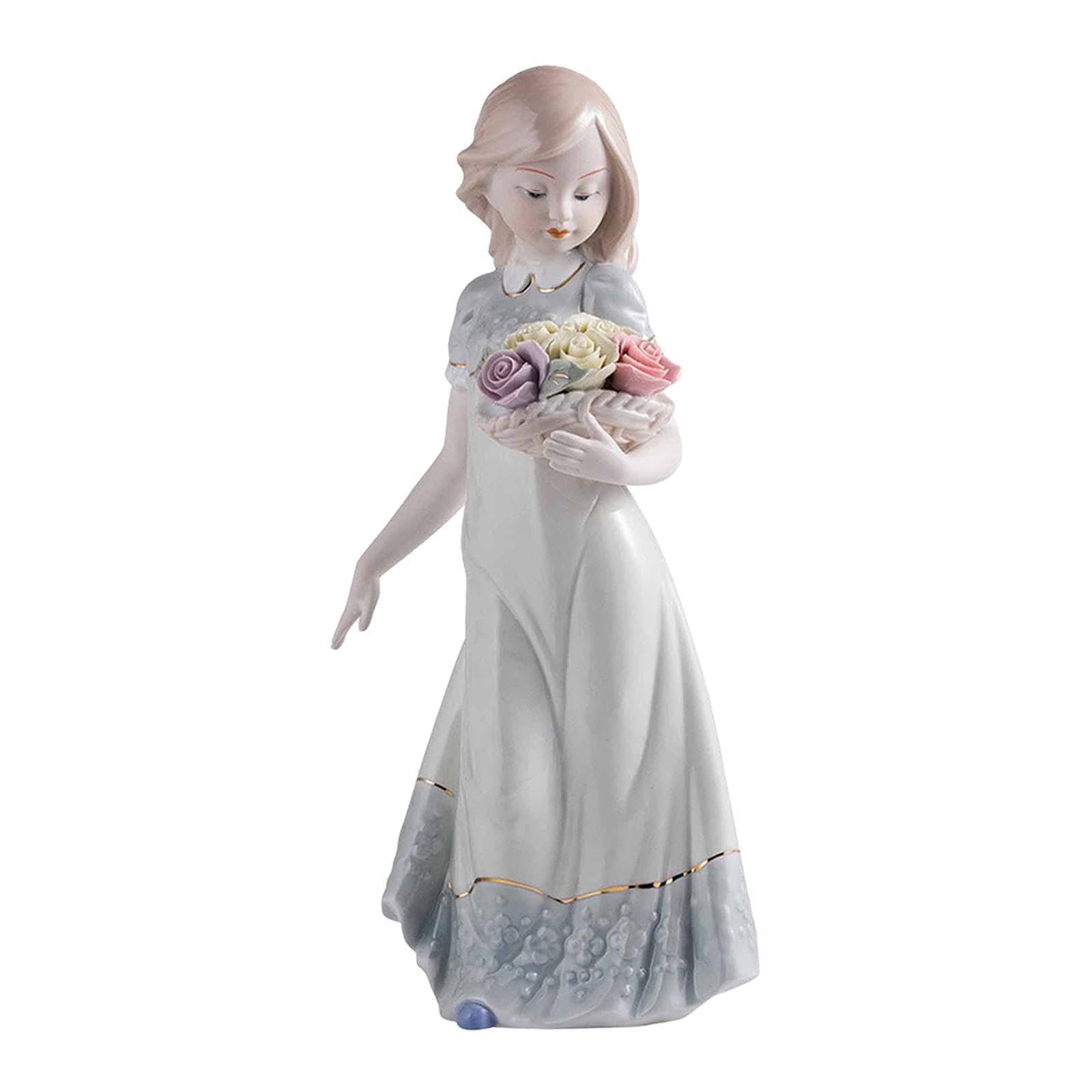 Homyl Mädchen Statue Halten Blumen Party Weihnachten Ornament Sammler