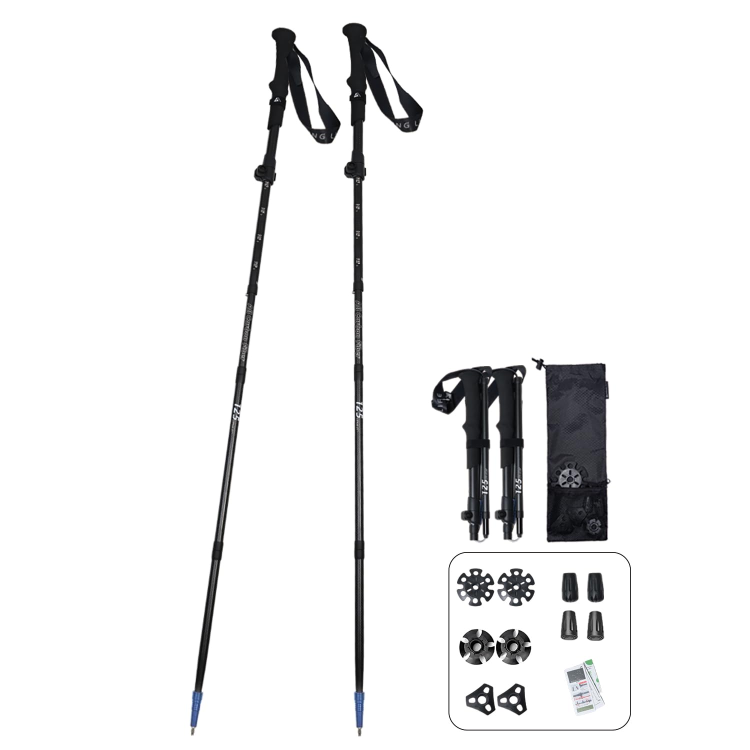Hiking Life トレッキングポール 3Kカーボン 折り畳み式 2本セット…
