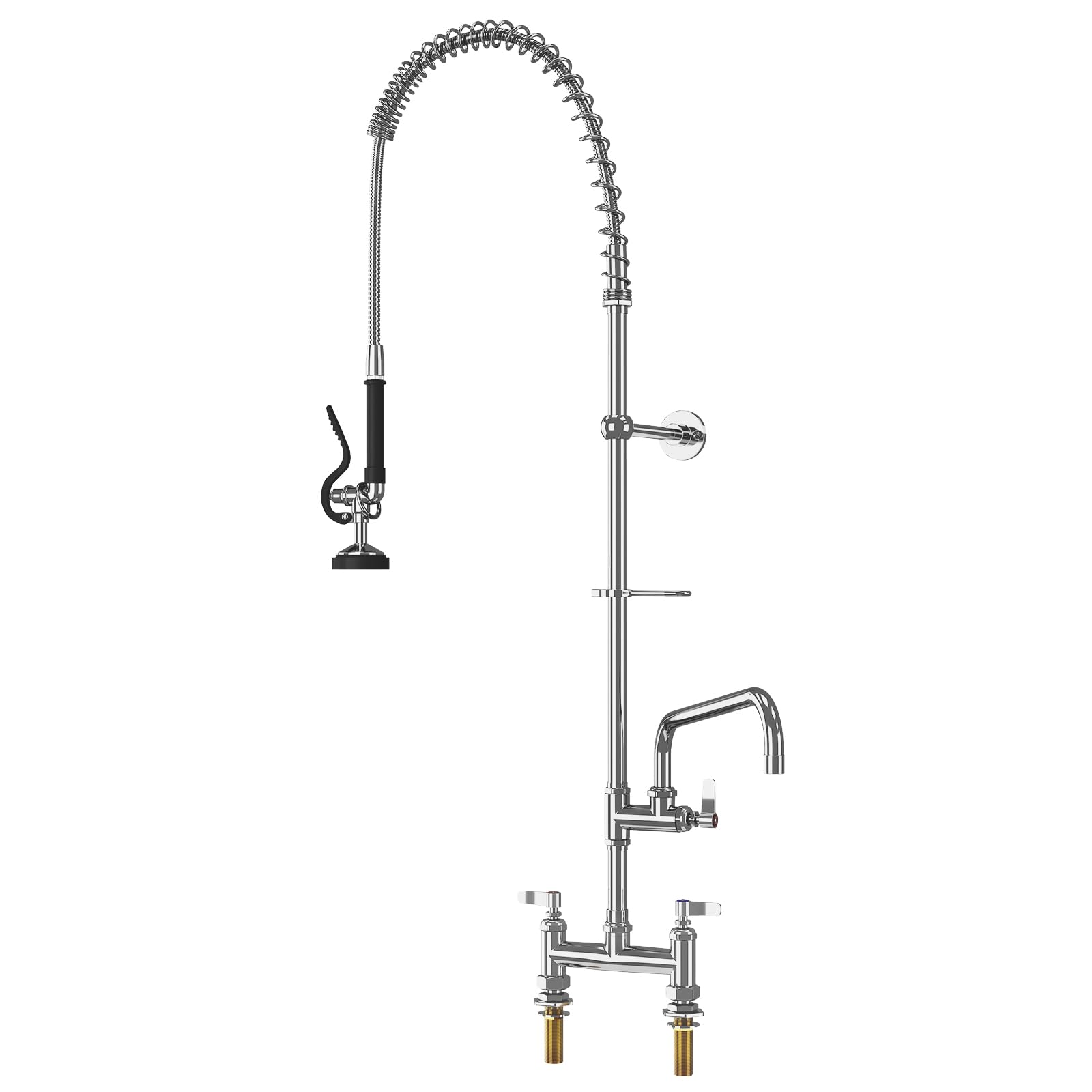 MOOTACO Commercial Kitchen Pre-Rinse Spray Tap, 7" Double Center Pedestal Pre-Rinse Kitchen Faucet,Flexible Spring Neck,Wall-Mount Pull Out Flexible Hose Spray Tap for Sink Kitchen Tap — image 1