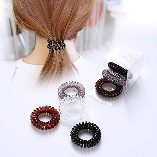 Painless Hair Ties for Girls, 8 Pcs Colorful Spiral Coil Hair Bands Traceless Rubber Hair Ring Elastics Phone Cord Fit for Women and Girls Suitable for All Hair Type