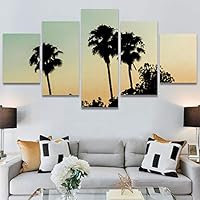 SIGNWIN 5 Panel Canvas Wall Art Palm Tree for Home Decorations Ready to Hang - 60