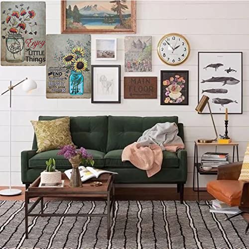 Tisoso Sunflower Retro Vintage Tin Sign Rustic Country Home Decor For Kitchen, Bathroom 2Pcs-7.8X11.7Inch #TOP6