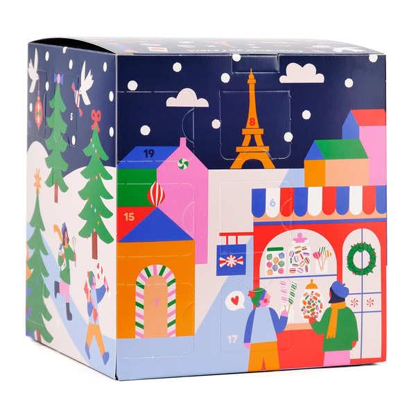 Calendrier de l'Avent Bonbons et Gourmandises de France - Décor Jeux d'Hiver - 24 sucreries emblématiques de nos régions - BienManger.com