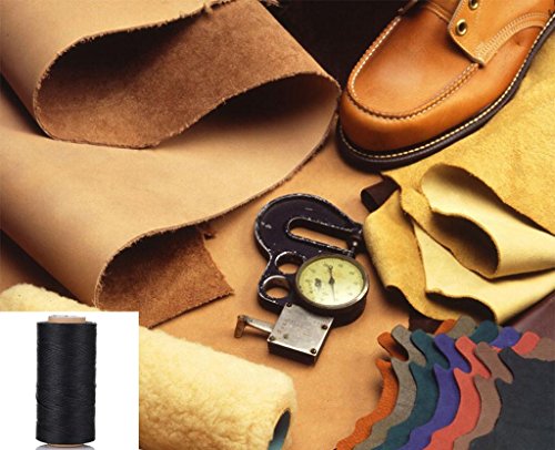Selric [24 Colors Available] 150D 0.8Mm 284Yards Flat Waxed Thread Hand Stitching Cord Leather Craft Tool Leather Stitching Sewing (Black) #TOP1