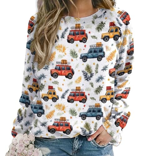 Sweat-shirt pour femmes doux contre le froid avec imprimé dessin animé de plantes