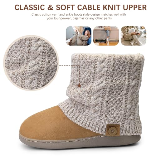 shoeslocker Women's Boots Slippers Fuzzy Memory Foam with Indoor Outdoor Rubber Sole Boots House Shoes Boots House Shoes3