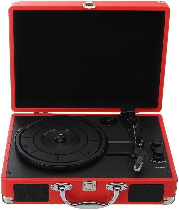 Retro 33/45/78 RPM PH/INT/BT 2.0 Suitcase Turntable LP Record Phone Player 3-Speed 3.5mm