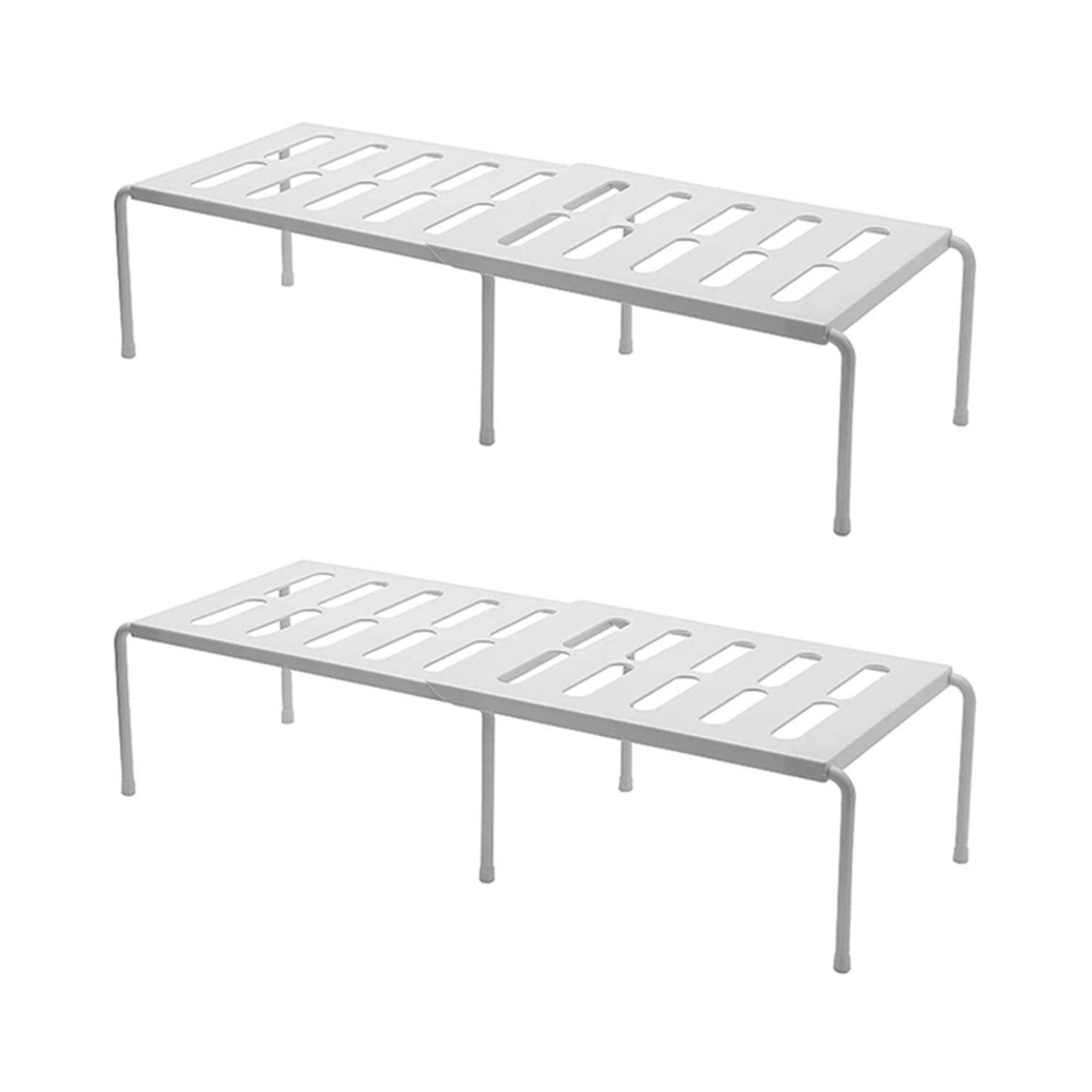 Vjsujehgy 2X Expandable Kitchen Counter Shelf Organizer, Shelf with Retractable, Multi-Purpose Spice Rack Plastic White