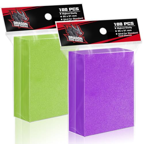 Toyopeny Card Sleeves Magic The Gathering, 2 Colors Trading Card Sleeve for Standard Card,Plastic Sleeves Fit for Football,Baseball,MTG,Yugioh,Sports Cards(Purple-Cyan)