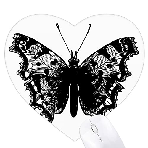 Tapis de souris coeur papillon noir contre la fatigue du poignet