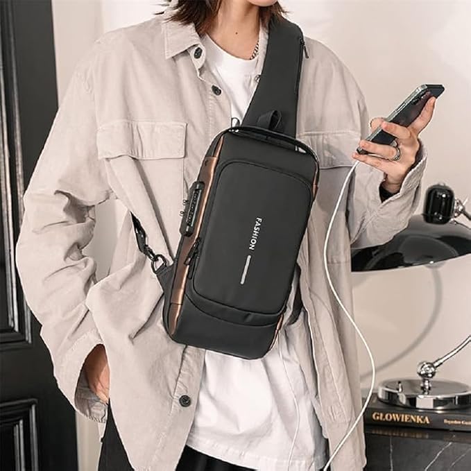 Image of Tomorrow Fashion Sling Bags for Men Women, Waterproof Chest Bag, Anti-Theft Password Lock, Crossbody Backpack, Small Flex Shoulder Bag for Hiking, Cycling, Travel