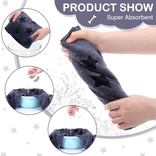 Image of Chumia 8 Pcs Dog Towel for Drying, 40 x 24 Inch, Star, Gray