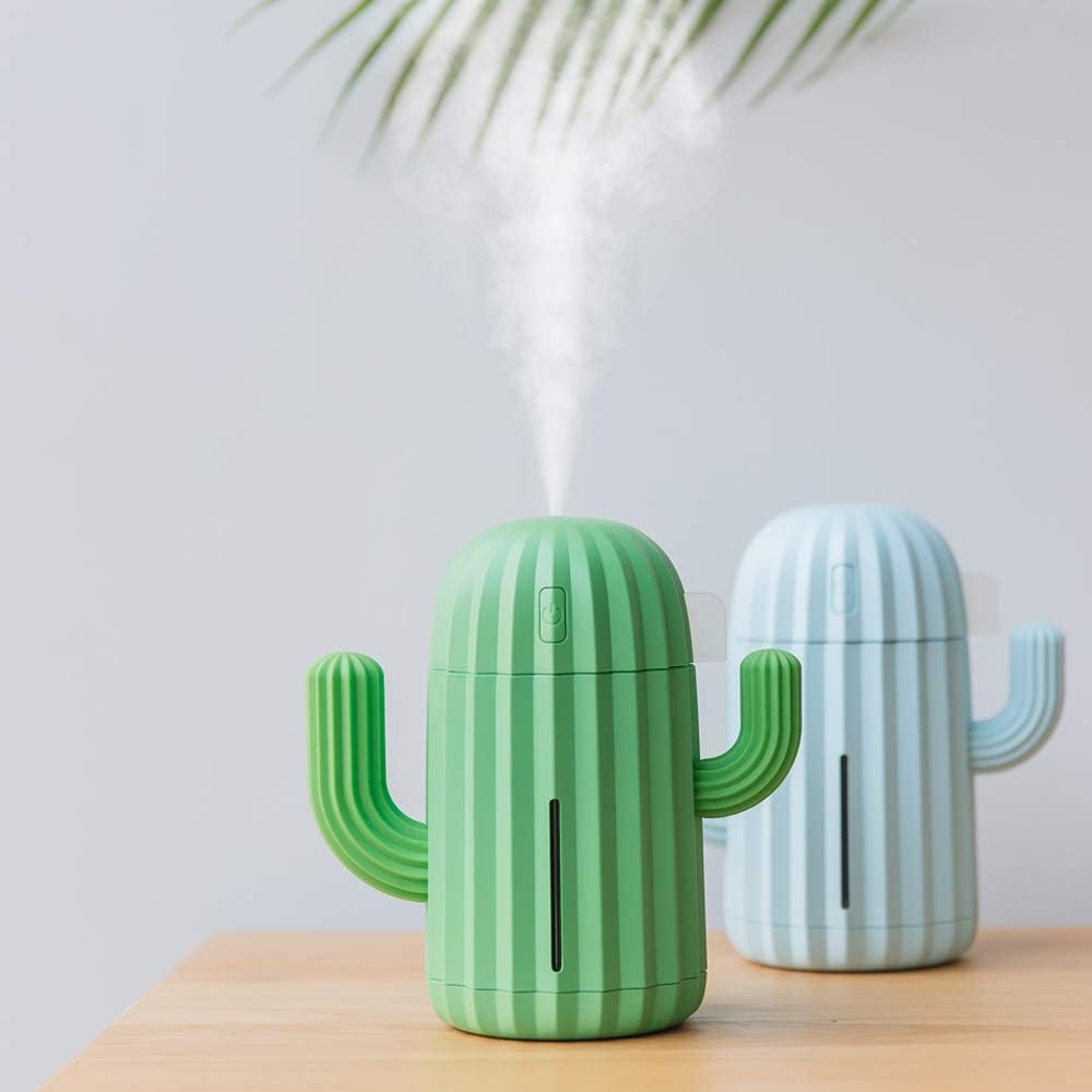 Mini humidificador, Humidificadores de habitación, individual con luz nocturna, Humidificador de aire de cactus portátil para yoga, oficina, spa, dormitorio, habitación de bebé, difusor de gel de sílice solo para agua del grifo 4