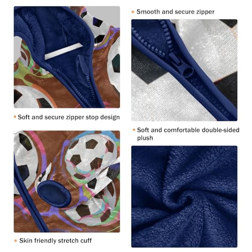 Soccer Balls on Colorful Background Toddler Fleece Jacket Girl Boys Hooded Fleece Jacket Coat3