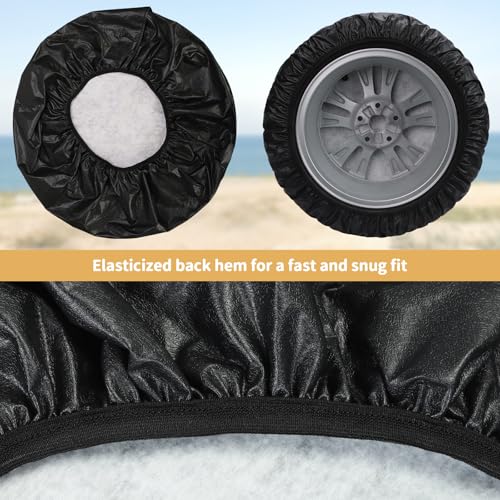 Leader Accessories 26"-28" Spare Tire Cover Universal Fit for Trailer, RV, Car, Truck, SUV, Jeep, Camper Wheel, Waterproof Dustproof Thickening Leather, Black - Image 4