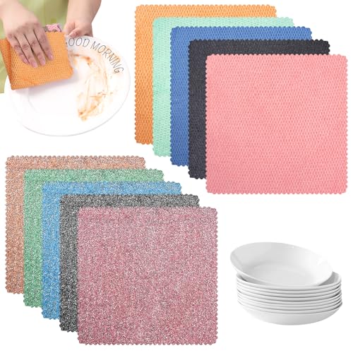 10 Paños de Alambre Multiusos, 25x25cm Reutilizables Trapos de Alambre para Lavar Platos, Resistentes a Arañazos Paño de Cocina Multifuncional de Alambre para Utensilios de Cocina, Horno, Ollas