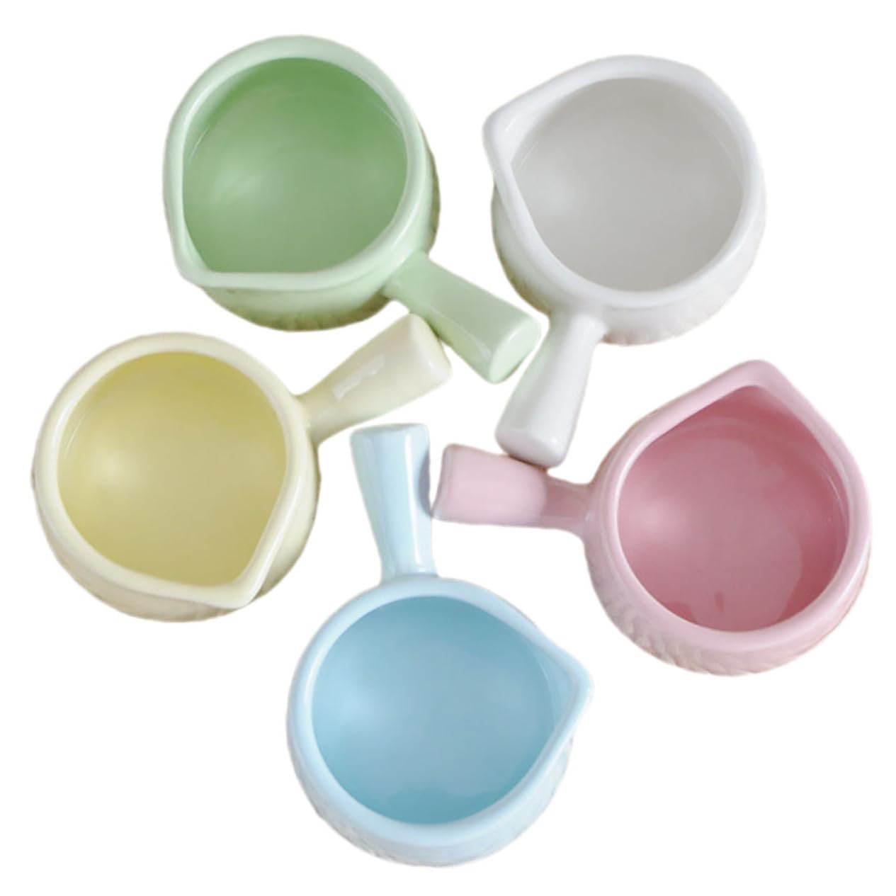 Cabilock 5pièces Pot à Lait Céramique avec Anse Pichet pour Café ou Lait Distributeur de Sirop pour Restaurant et Maison