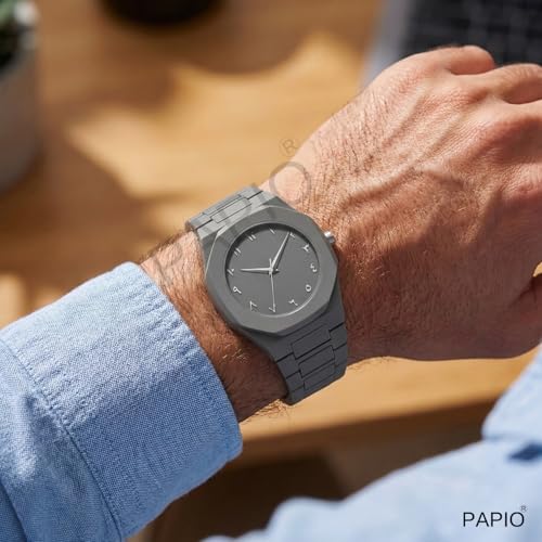 Image of PAPIO Modern Minimalist Polycarbon Analog Unisex Watch, Lightweight Touch Strap