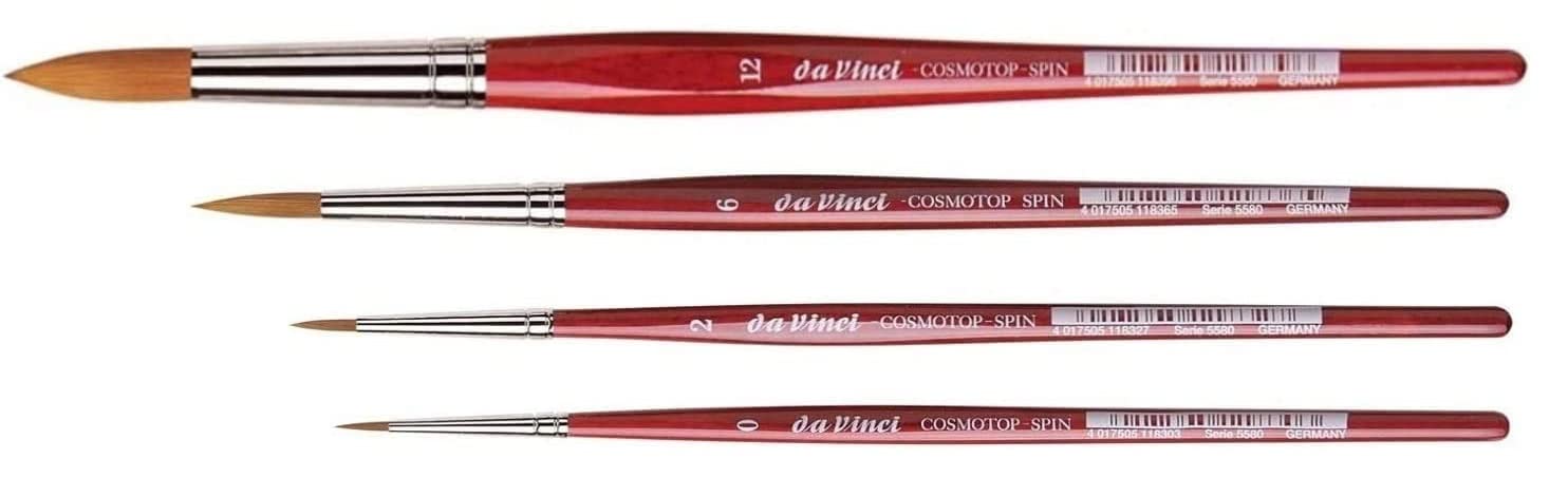 Da Vinci Series 5580 cosmotop - Aquarell-Pinsel-4er Set Synthetik, no. 0, 2, 6, 12 Made in Germany