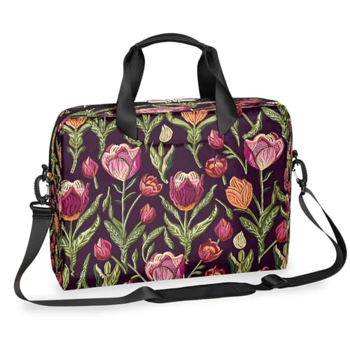 Maletín para laptop 16 pulgadas flores rojo impermeable miniatura 1