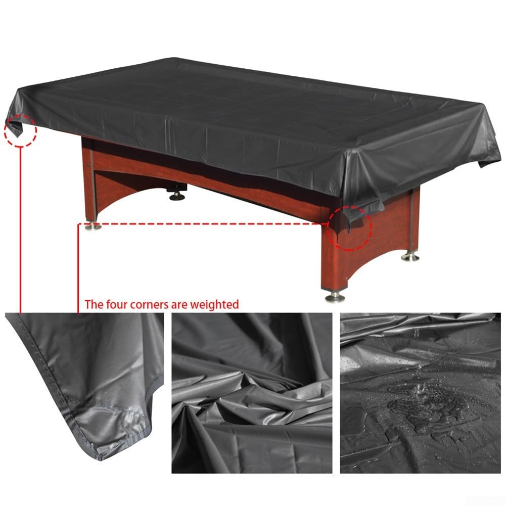 Housse de billard en PVC robuste pour protéger vos tables de la poussière et de l'eau (276 x 169 cm, noir)