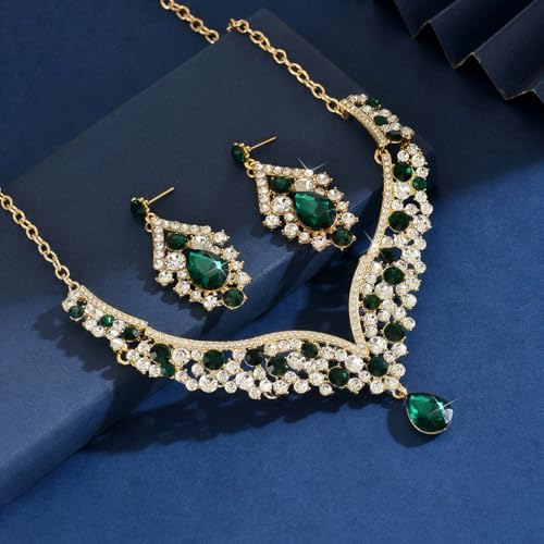 Image of Shning Diva Fashion Stylish Crystal Jewelllery Set for Women | Statement Necklace with Matching Teardrop Earrings | Luxury Elegant Wedding Party Choker Jewelry