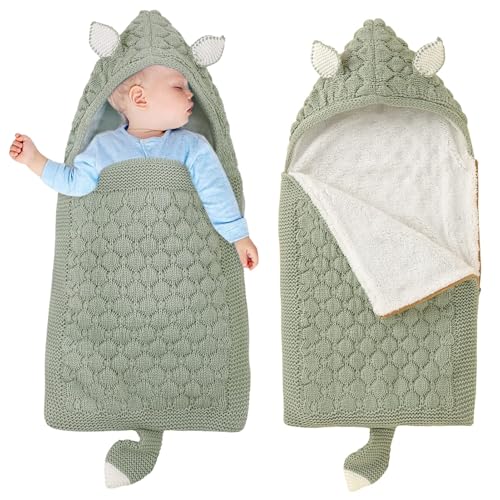 Ninesun Manta para cochecito de bebé recién nacido, saco de dormir de lana para cochecito de bebé, saco de dormir grueso para 0 – 6 meses, niños y niñas, verde